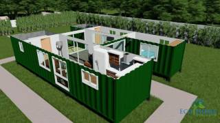 SCH15 2 x 40ft Custom Container Home with Breezeway 3D render video [upl. by Ornas206]