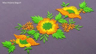 How to Embroider Beautiful Flowers  Step by Step Guide [upl. by Natlus21]