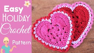 Granny Square Heart Easy Crochet Coaster Pattern  The Secret Yarnery [upl. by Richer]