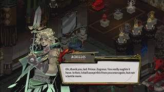 Achilles accepts his last bottle of Ambrosia from Zagreus and thanks him for the mirror  Hades [upl. by Elahcar362]