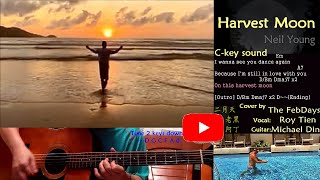 Harvest Moon Neil Young  Lyrics  Guitar Lesson  Chords  Solo  Harmonica  Harmonies  C key [upl. by Towne763]