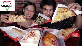 SBARRO MUKBANG Four Cheese Spinach Pizza Stromboli Roasted Chicken Lasagna RAW MUKBANG [upl. by Bosch]