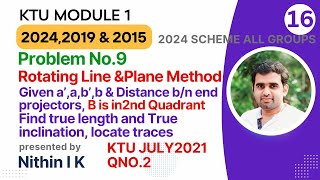 Problem No 9  Both Rotating line amp Plane Method  KTU Engineering Graphics 20242019 amp 2015 Scheme [upl. by Romeu]