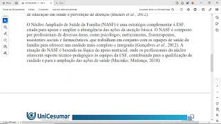 Sabendose que o Núcleo Ampliado de Saúde da Família NASF é um importante movimento para a ampliaç [upl. by Nyrac]