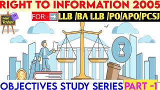 RTI ACT 2005  MCQS  LLB 5 Semester  Csjm  Lattest syllabus  Objective Questions [upl. by Ponce]