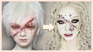 BJD FACEUP Yandere Makeup Tutorial 白塗り メイク ヤンデレ  Shironuri x BJD Faceup Series 2 [upl. by Derian875]