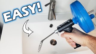 How To Unclog Bathroom Sink Drain Drum Auger [upl. by Ramburt228]