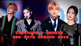 Taehyung BTS And Jennie BLACKPINK Moment  Sbs gayo daejun 2018 Taennie moment 2018 [upl. by Soinski]