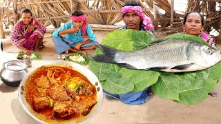 KATLA FISH CURRY  santali tribe grandmother cooking fish curry for their lunchrural village life [upl. by Madden802]