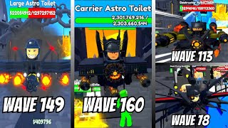 Wave 160 Carrier Astro Boss Toilet New Astro Toilets in Endless Mode Toilet Tower Defense [upl. by Ailat]