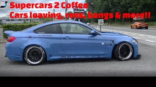 Supercars 2 Coffee Cars Leaving With Revs amp Bangs  1000 hp Lamborghini Huracan Smoking Tires [upl. by Ahsile]