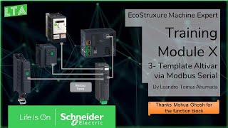 EcoStruxure Machine Expert Training  M103 Modbus Serial Altivar Template [upl. by Leuqim]