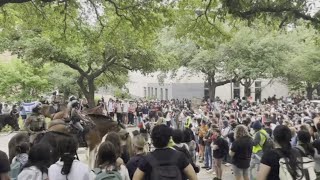 Protesters and police clash at the University of Texas at Austin [upl. by Airebma41]