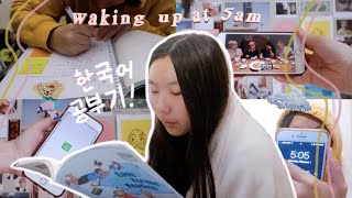 waking up at 5am to study korean for a week [upl. by Doloritas]