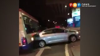 Panic in KL city centre as RapidKL bus smashed into 20 cars [upl. by Searcy]