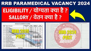 RRB Paramedical Vacancy 2024  Eligibility  Post  Sallory rrbparamedical [upl. by Sollie]