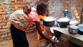 Building simple traditional smokeless firewood stove for the big family [upl. by Modla313]