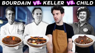 Beef Bourguignon CAGE MATCH Julia Child vs Anthony Bourdain vs Thomas Keller [upl. by Ritchie411]