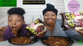 MommyTang Inspired Mukbang  Vegan Jjajang Instant Noodles  Eating Show  Cheat Meal [upl. by Onitsuaf264]