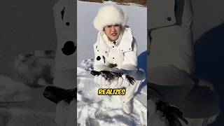 Girl Builds A Fishing Camp In The Snow shortsvideo [upl. by Kandy504]