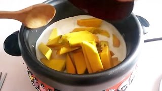 Mini Kitchen  บวดฟักทอง สูตรลดความอ้วนจ้า Pumpkin in Milk Recipe low fat desserts [upl. by Anaihr]