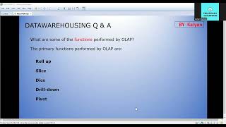 Datawarehousing Basics Interview QampA OLAP Funcntions ETL data warehouse interview [upl. by Vivien525]