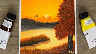 A Surreal Sunset  Sunset Painting  Acrylic Painting for Beginners [upl. by Ahtreb]