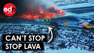 Lava Rivers Visible From Iceland Airport in New Volcano Eruption [upl. by Rora]