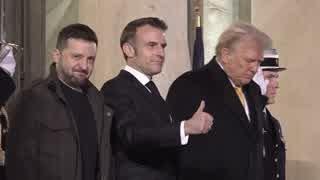 Macron Trump and Zelenskyy leave for Notre Dame ceremony after trilateral talks [upl. by Wolram375]