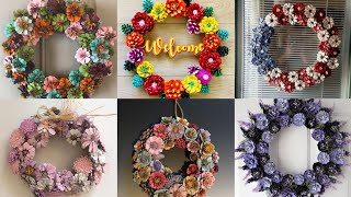 50 Fabulous and latest Pinecone wreath  Pinecone craft  Pinecone wreath decoration ideas [upl. by Rimola]