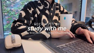 1 hour productivity STUDY WITH ME in a rainy day at the library 🌧️ relaxing asmr sound and timer [upl. by Jaynell]