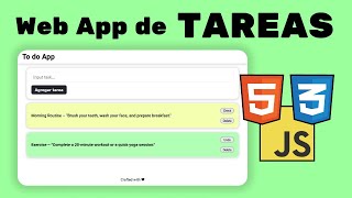 2 Cómo Crear Una Web App De Tareas con HTML CSS y JavaScript [upl. by Kym]