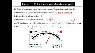 courant électrique exercice corrigéampemètre à aiguille [upl. by Leola]