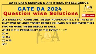 GATE DA 2024 Solutions  Question Wise  Three fair coins are tossed independently [upl. by Woodsum]