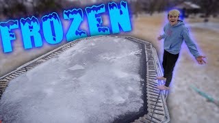 SHATTERING THE WORLDS BIGGEST FROZEN TRAMPOLINE [upl. by Eleni341]