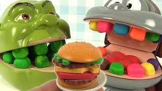 Play Doh Dentiste Shrek mange des hamburgers Burger Mania Game [upl. by Duomham649]