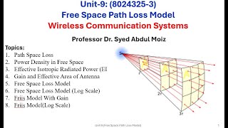 Wireless Communication System Unit 9 Free Space Path Loss Model [upl. by Lesirg]