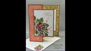 Stampin Up Stippled Rose Softly Stippled Double Z Fold Card Tutorial by Tarabeth Stamps [upl. by Seyler]