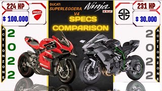 Ducati Superleggera V4 vs Kawasaki Ninja H2  Specs Comparison [upl. by Marr438]