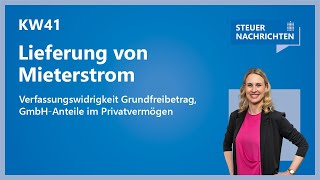 Mieterstrom Verfassungswidrigkeit Grundfreibetrag GmbHAnteile  Steuernachrichten Update 4124 [upl. by Waneta]