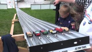 Longest Pinewood Derby Track 6 Lanes 82010 Salt Lake City Utah [upl. by Koblas118]