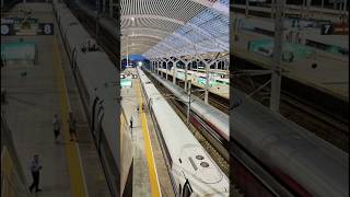 Two 17carriage intelligent Fuxing CR400BFBS and CR400AFBS highspeed trains meet at Xuzhou East [upl. by Lennad]