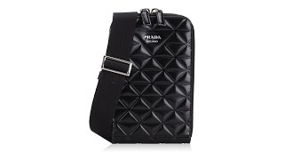 Prada Brushed Calfskin Quilted Phone Crossbody Nero [upl. by Namialus]