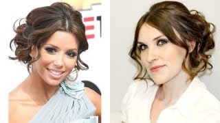 Peinado Inspirado en Eva Longoria recogido con plancha para boda [upl. by Kalk675]