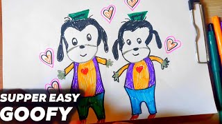 How to draw GOOFY easy step by step  Goofy Drawing [upl. by Hpseoj]