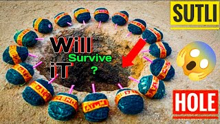 20 Sutli Blast in Hole at once firework testing mrmontyexperiment experiment 😱🧨🎆😱😱🎇 [upl. by Nylevol]