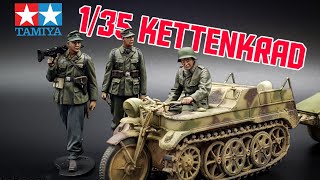 Tamiya 135 Kettenkraftrad and Figures  New Tool  Full Build [upl. by Arimahs]