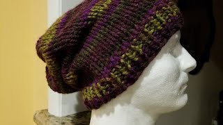 Knit Slouch Hat Tutorial [upl. by Kelsey93]