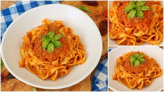 Pâtes Bolognaise Italiennes HEALTHY  Recette Bonus Tagliatelles المعكرونة الإيطالية الصحية بولونيز [upl. by Soirtemed]