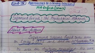 Sigmund Freud  The Psychological Approach  Approaches to literary criticism  MA English Sem 2 [upl. by Niccolo179]